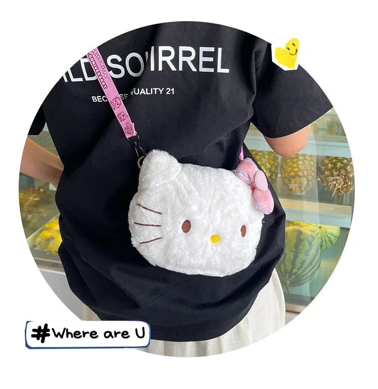 Cute plush bag, sweet girl student versatile shoulder messenger bag, soft and cute little princess new cartoon bag