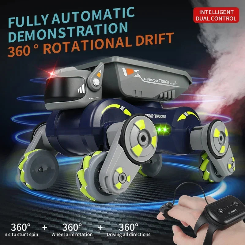 JHD For 2025 New JJRC Q187 RC Robot Dog Music Cool Lights Water Spray Swing Arms Stunt 2.4G 4WD RC Drift Car Gesture Sensing Toy