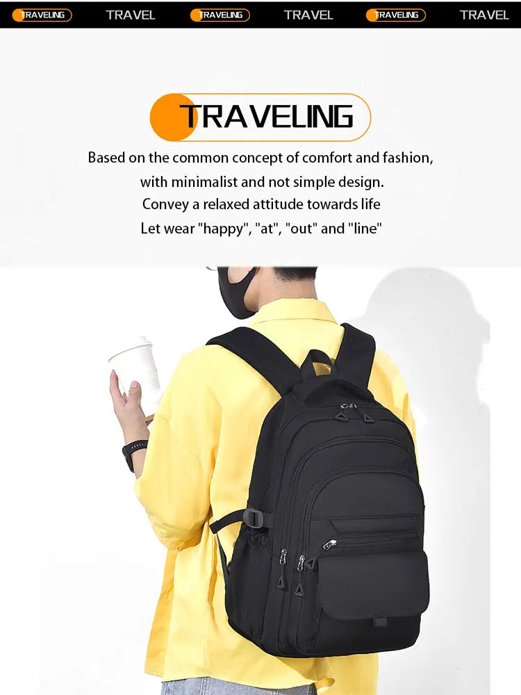 A Multi-layer Waterproof And Stylish Backpack Oxford Large-capacity Simple Commuter Out-of-town Student Backpack
