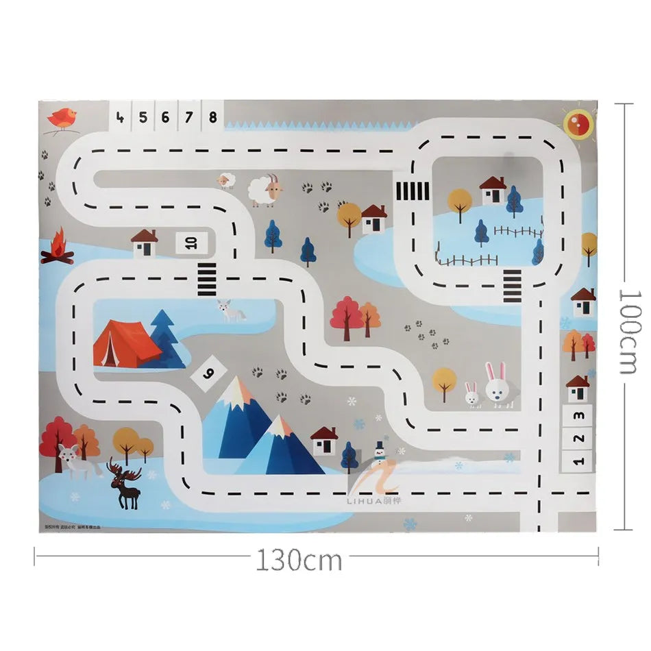 130*100cm Baby Crawling Mat for Children Cartoons Traffic Rug Indoor Toys City Road Carpet Kids Game Little Girl and Boy Playmat