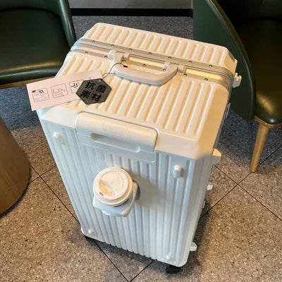 Large Capacity Travel Luggage Aluminum frame Suitcase pull rod Case 24/28/32 " with Cup Holder Travel Case Combination box