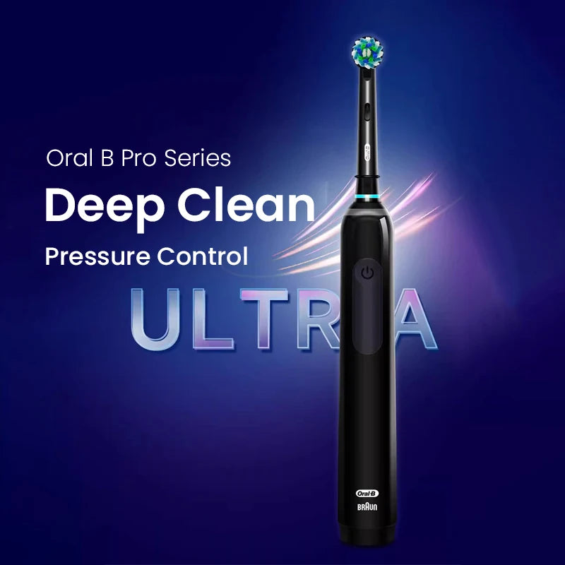 Oral B Pro 4 Ultra Electric Toothbrush 3D Rotation Rechargeable Teeth Brush Pressure Sensor 4 Brushing Modes 2 Min Timer