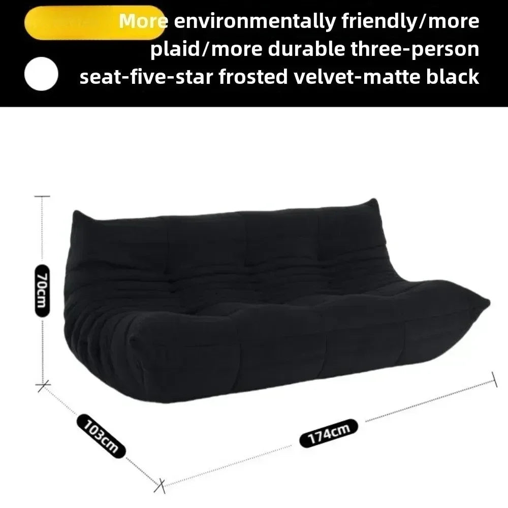 Fashion Freehand Space Original First Layer Cowhide Three-person Italian Minimalist Togo Caterpillar Lazy Sofa Lazy Sofa