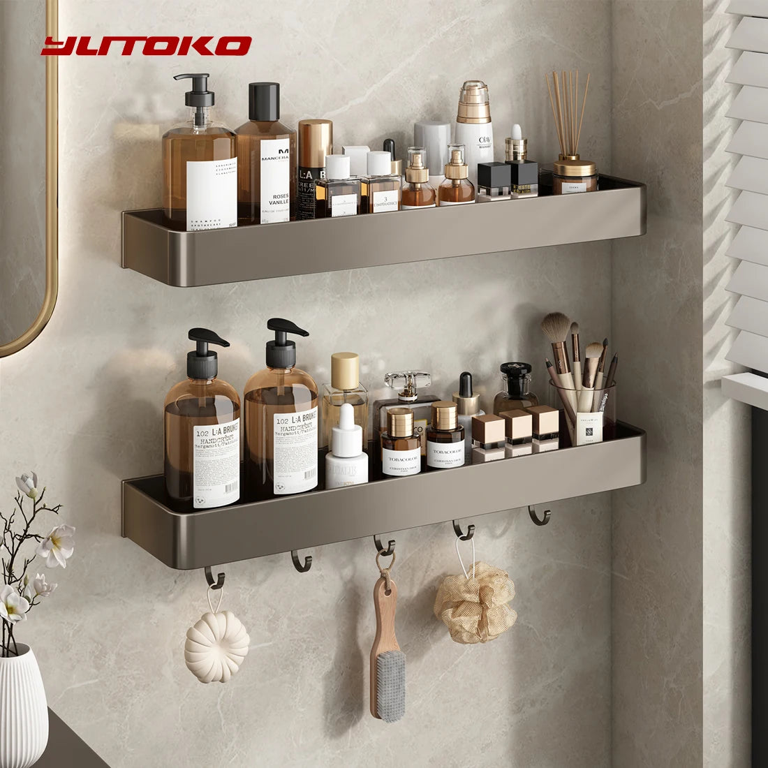 Bathroom Shower Shelf Shower Caddy Wall Floating Shelf Bathroom Toilet Shelf Kitchen Cabinet Storage Shelves Rack Organizers