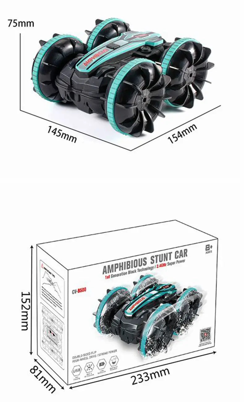 Amphibious RC Car Remote Control Stunt Car Vehicle Double-sided Flip Radio 4WD Drift Off Road Outdoor Toys for Boy Children Gift