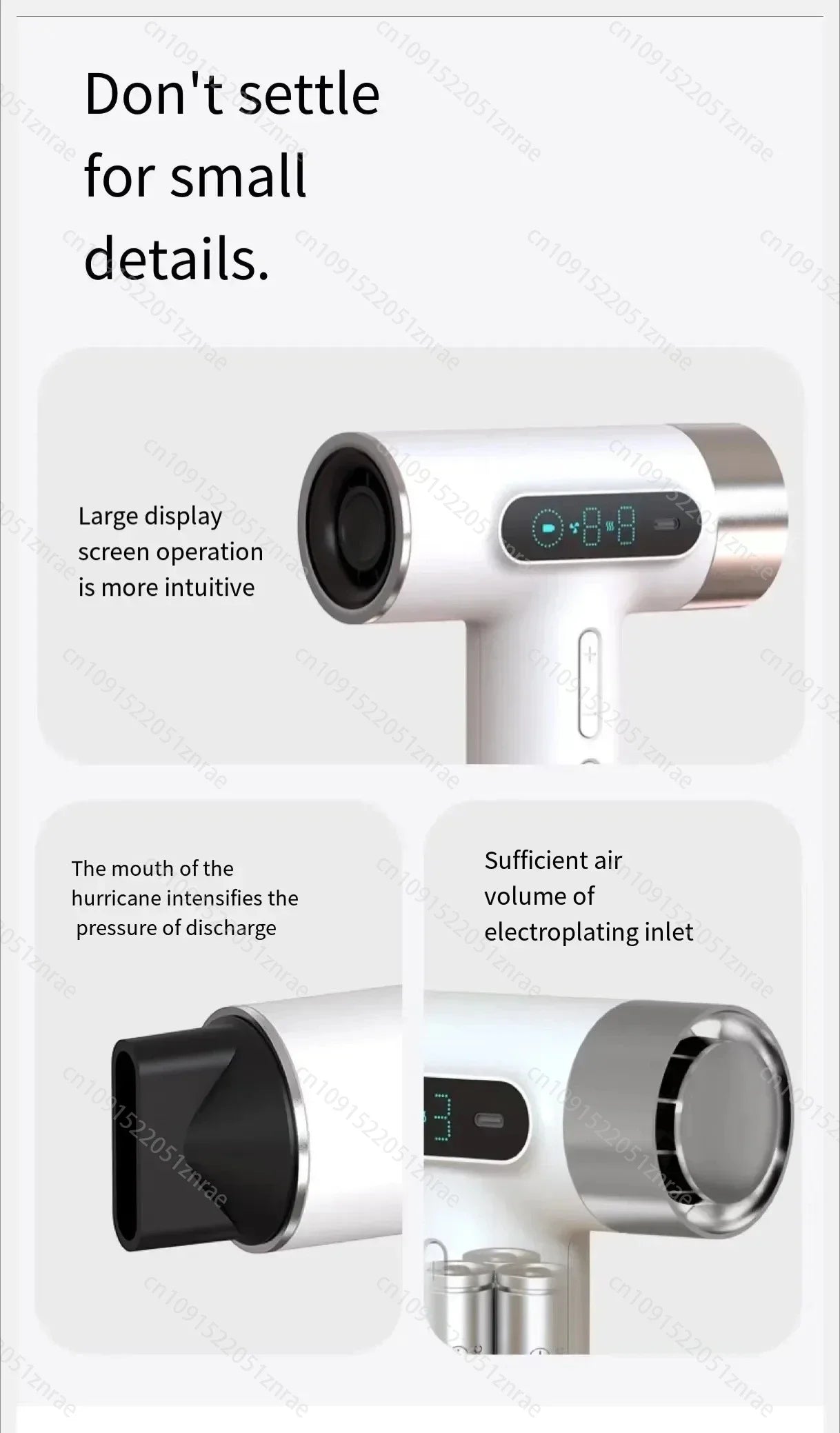 Super Portable USB Charging Wireless Hair Dryer 100000RPM High Wind Powerful Cold/Hot Air Styling Tools LED Display