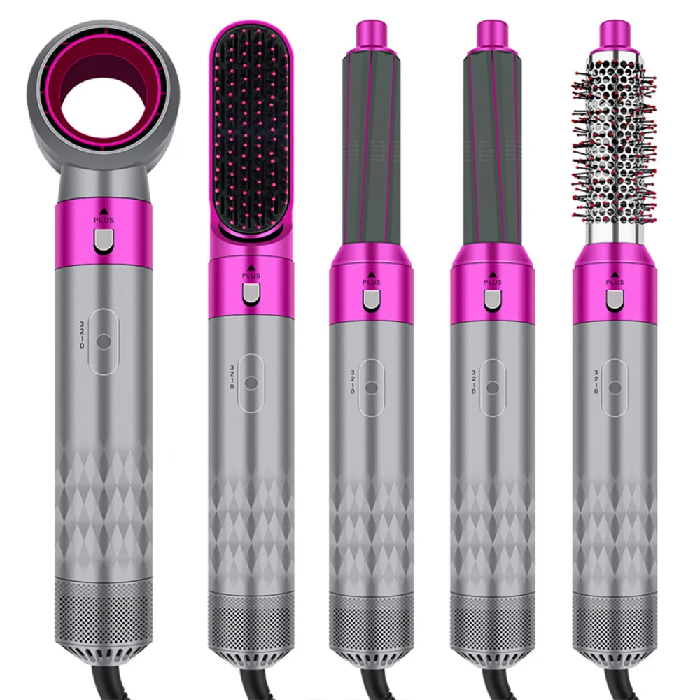 Electric Hair Dryer 5 in 1 Multifunctional Hair Straightener Negative Ion Hair Care Curler Blow Dryer Styling Set Strong Wind