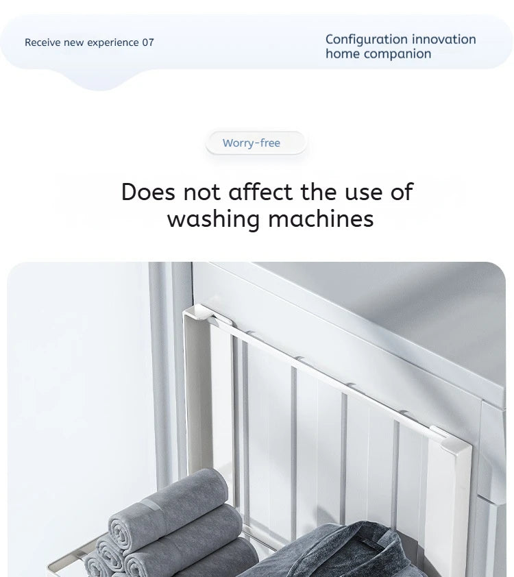 Magnetic Metal Washing Machine Side Shelf Space-saving Folding Clothes Rack No Punching Temporary Rack Simple Bathroom Shelf