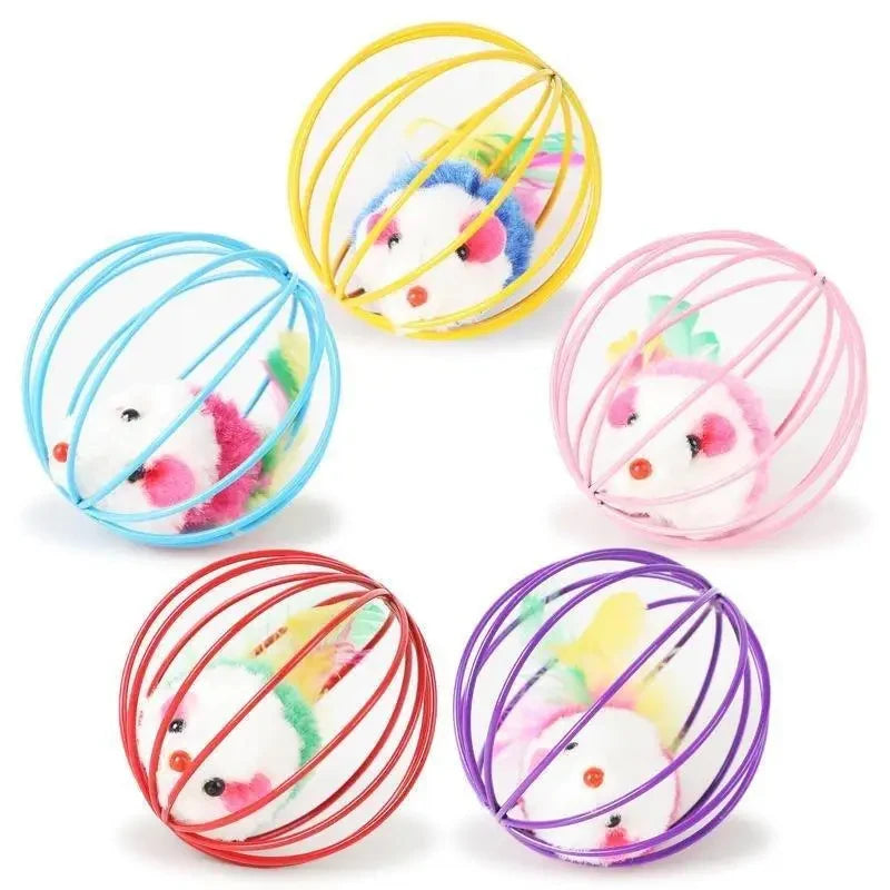 Popular Colorful Mouse in Cage Cat Toy Within Sand Interactive Chase Cat Mouse Toy
