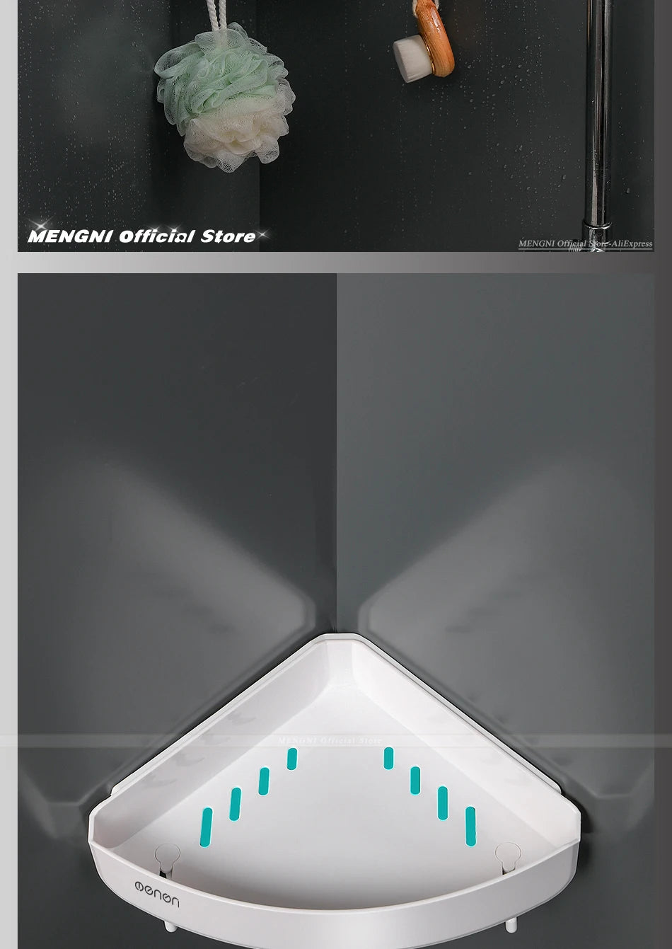 Clearance_MENGNI Bathroom corner shelves Kitchen Storage organization rack Wall Mounted Shampoo Shower shelf Bathroom Accessorie