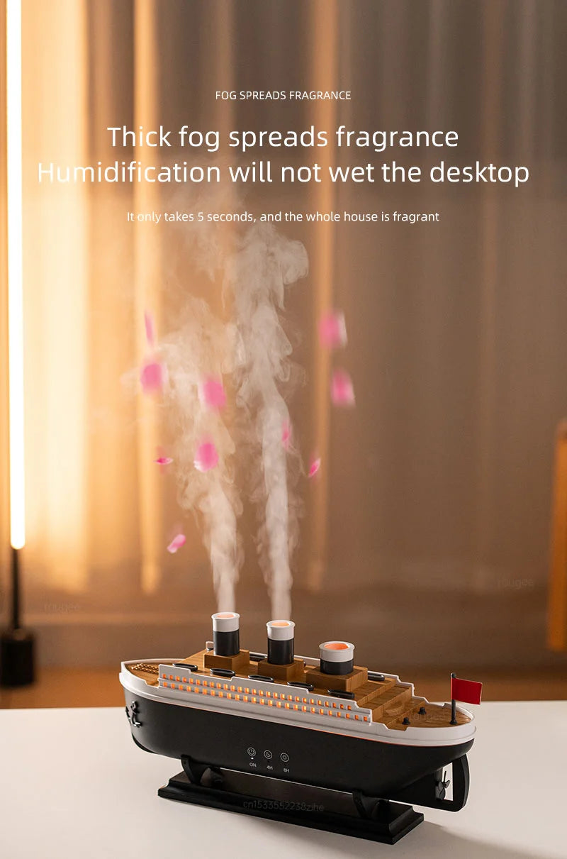 Titanic Ship Model Air Humidifier Essential Oil Diffuser Jellyfish Smoke Ring Fragrance Aroma Humidifier With Remote Control