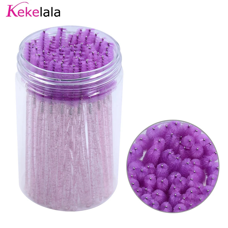 50Pcs/Bottle Eyelash Extension Brushes With Container Eyebrow  Eye Lash Mascara Wands Spoolies In Case Wholesale