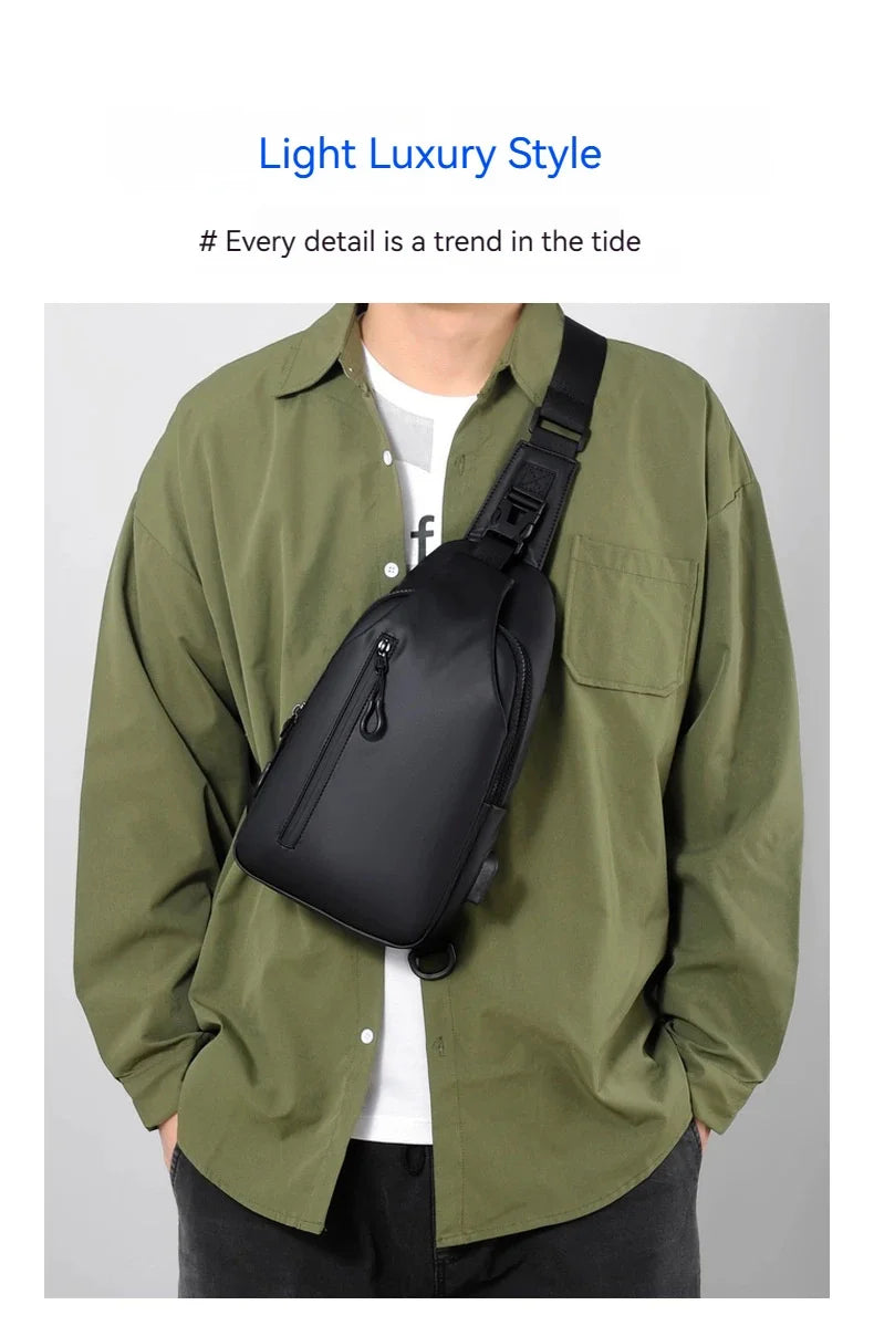 Crossbody Bag Fashionable Large Capacity Waterproof Lightweight Leisure Soft Comfortable Men Single Shoulder Bags