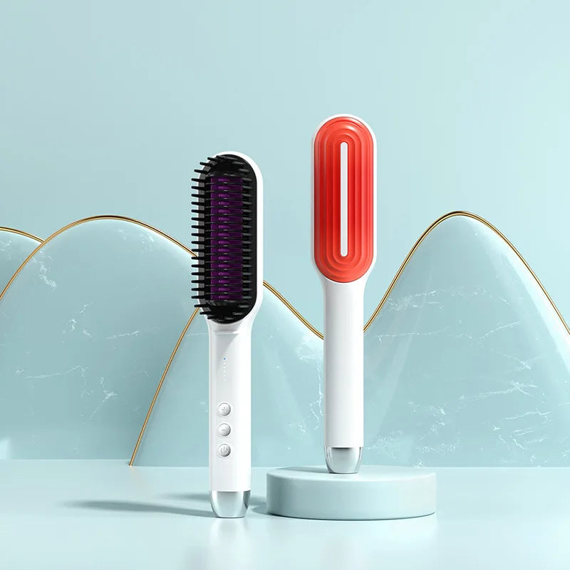 Hot Sale PTC Heating Smart Steam Hair Straightener Brush Smoothing Flat Iron Curly Hair Straightening Comb Electric Hair Brushes