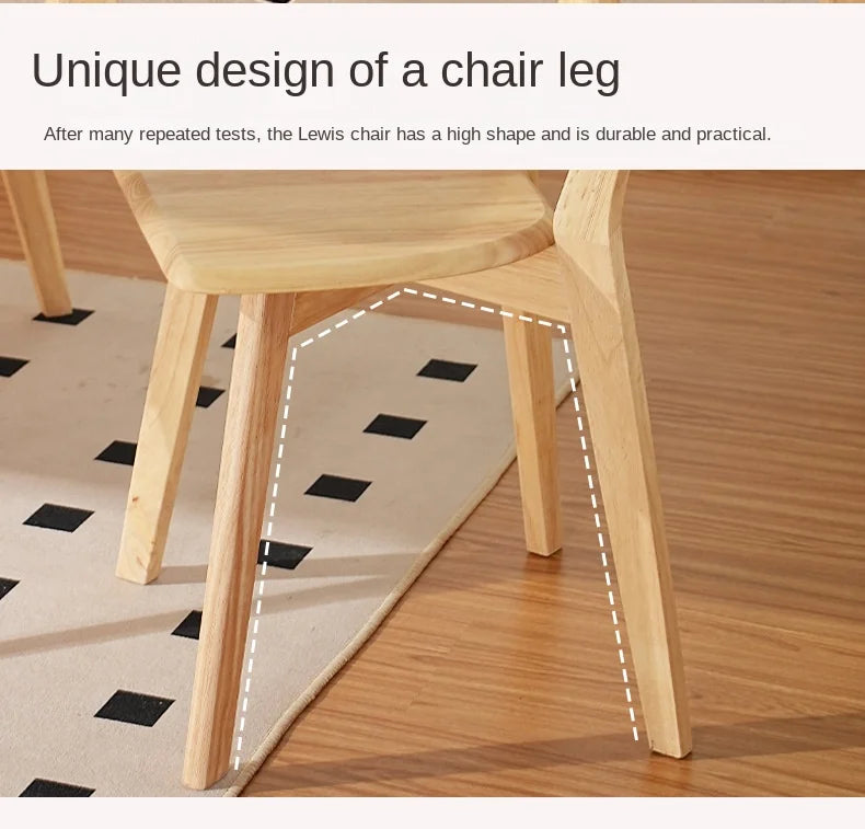 H2O Solid Wood Chair Louis Rubber Dining Chair Home Office Tea Table Hotel Conference Restaurant Comfortable Backrest Chair