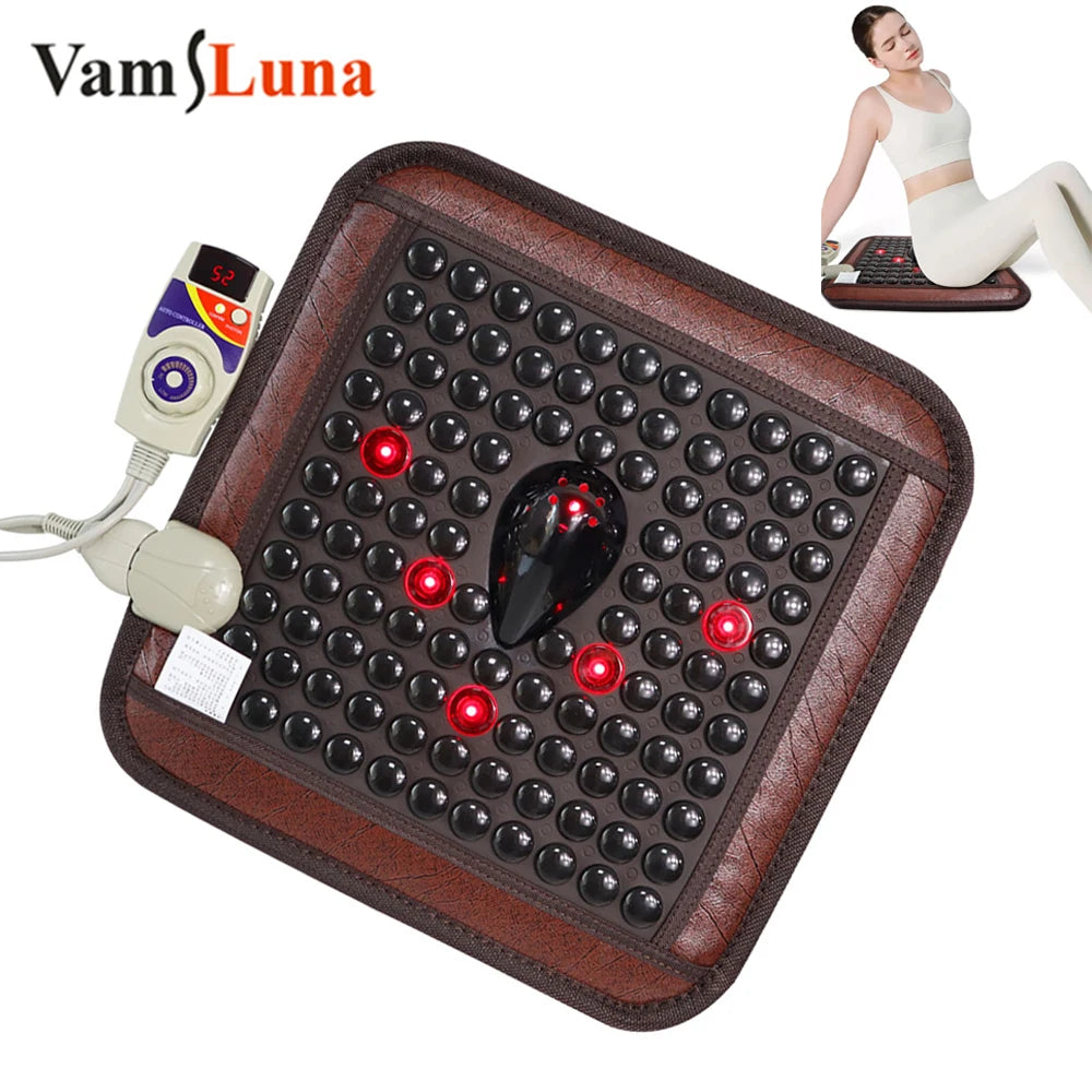 Infrared Photon Heating Tourmaline Jade Cushion Jade Massage Mat Square Cushion 45x45cm Acupoint Massage Relieves Pain