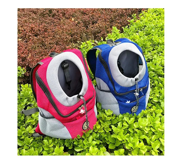 New Double Shoulder Portable Travel Backpack Outdoor Pet Dog Carrier Bag Pet Dog Front Bag Mesh Backpack