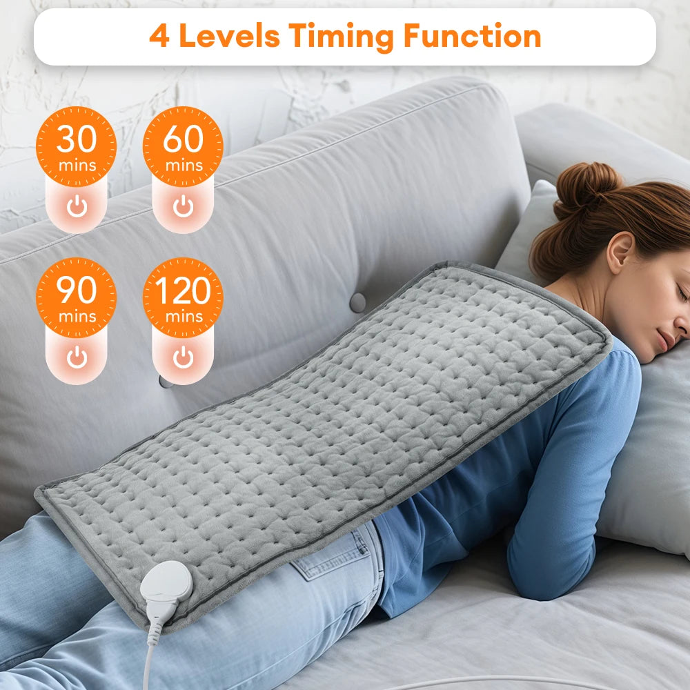 Electric Heating Pad for Back Abdomen Period Cramps Relief 9 Levels Hot Compress 4 Levels Timing Washable Soft Massage Mat