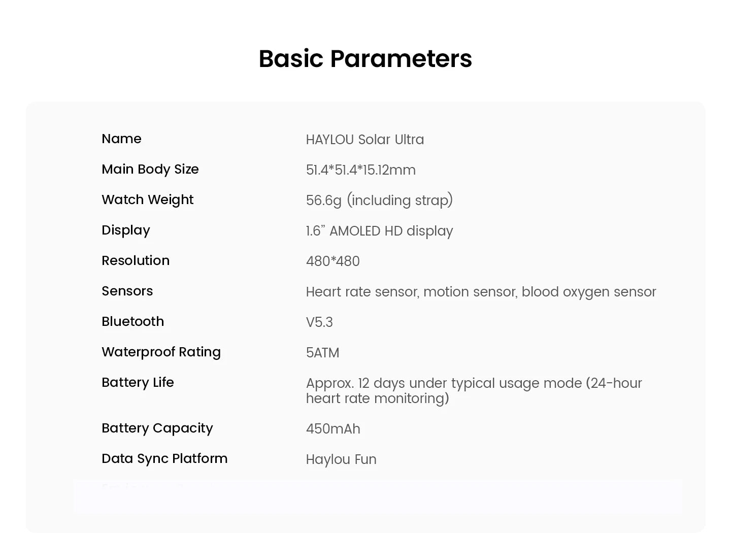 HAYLOU Solar Ultra GPS Smartwatch 1.6” AMOLED Display 5ATM Waterproof Built-in GPS Bluetooth Phone Calls Sports Smart Watch