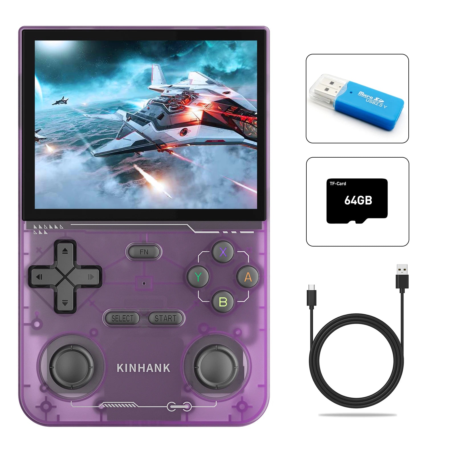 KINHANK K36 Retro Handheld Video Game Console 500nit 3.5 Inch IPS Screen 16000 Games Emulator for PS1/PSP/DC/N64/SS