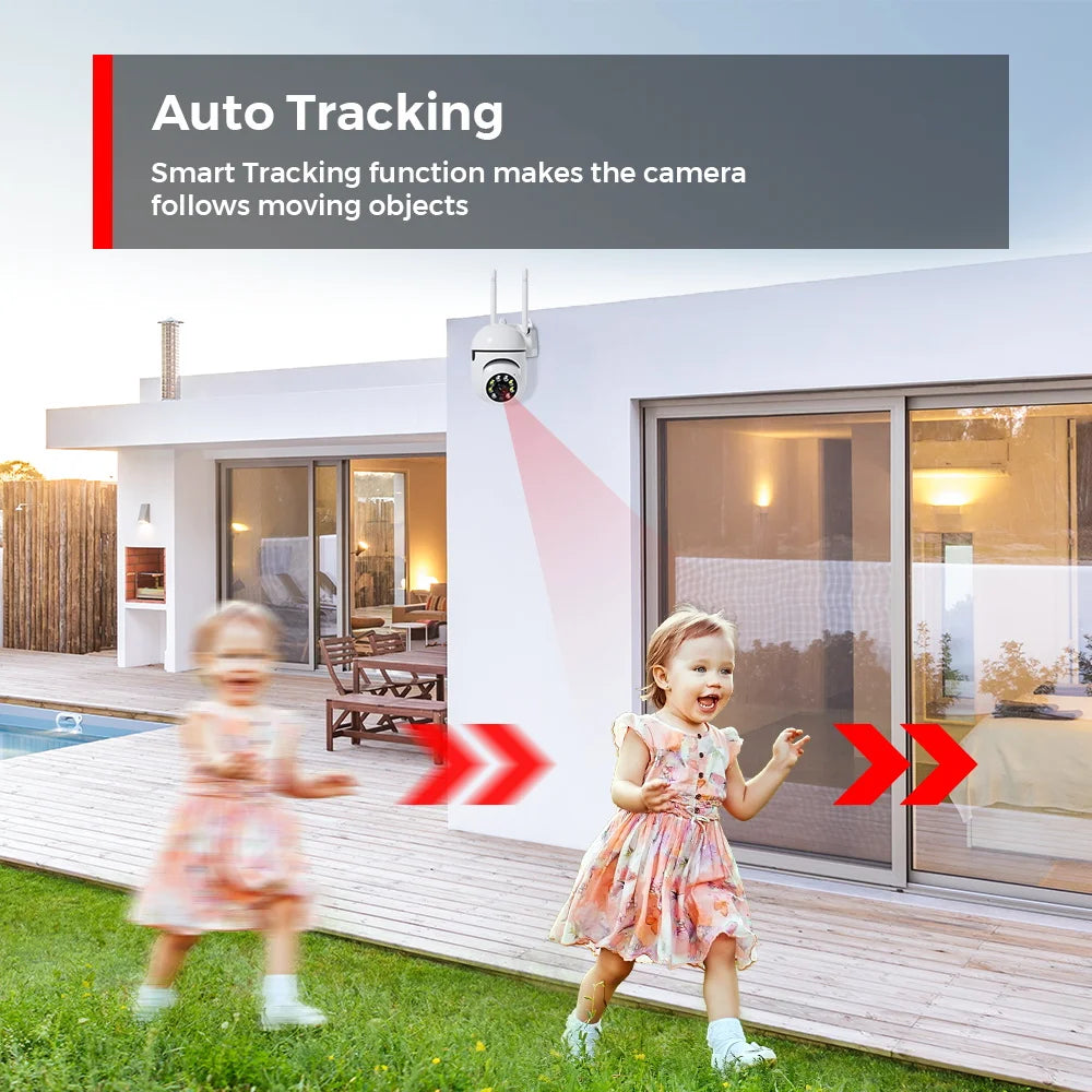4MP Wifi Camera Outdoors 2K HD Security PTZ IP Camera AI Auto Detect Tracking Indoor Baby Night Color Camera Surveillance ICSee