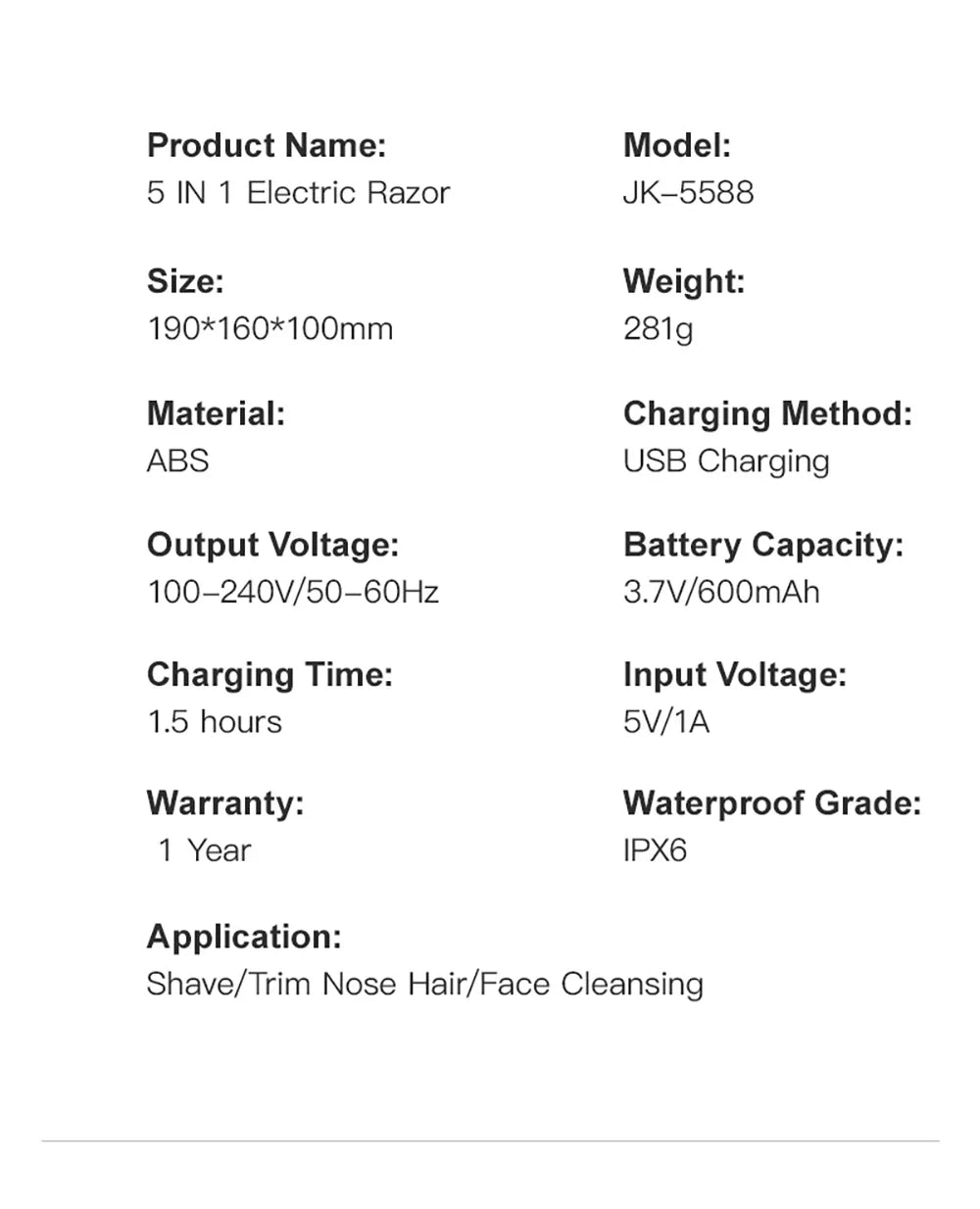 Kensen 5 In 1 Electric Shaver 7D Floating Cutter Head Rechargeable Shaver Kit For Men IPX6 Waterproof Beard Trimmer head shavers