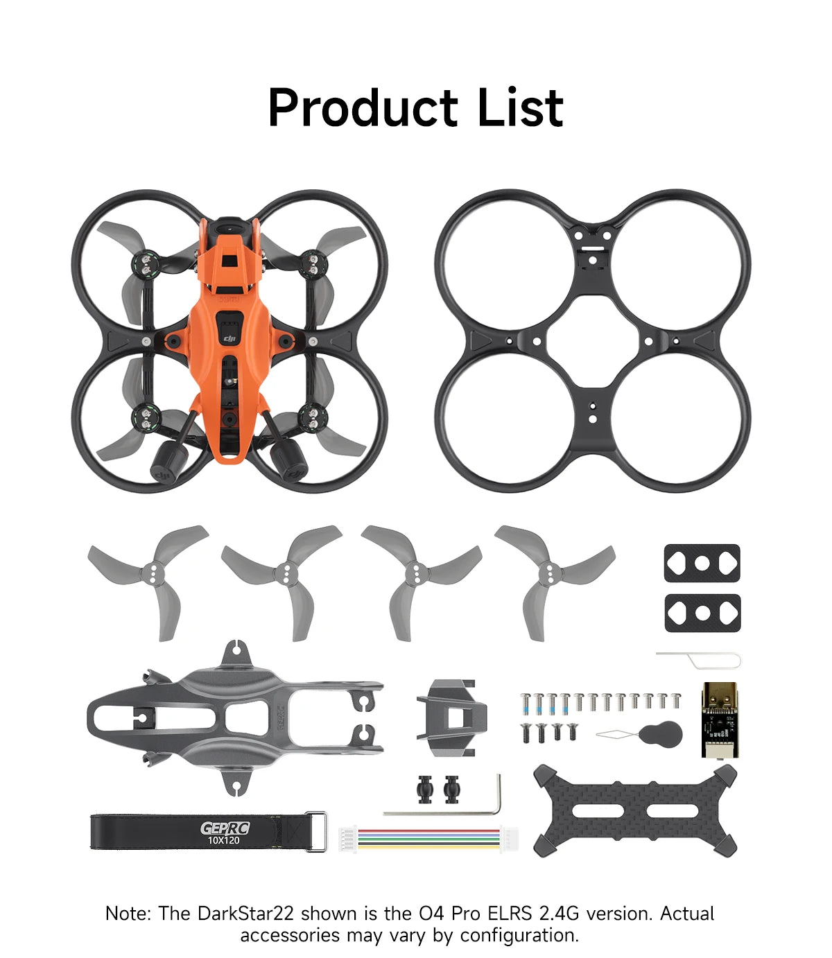 GEPRC DarkStar22 FPV Quadcopter O4 Air Unit PRO /WTFPV SPEEDX2 1104 7500KV TAKER F405 ELRS2.4 AIO Orange Grey RC Freestyle Drone
