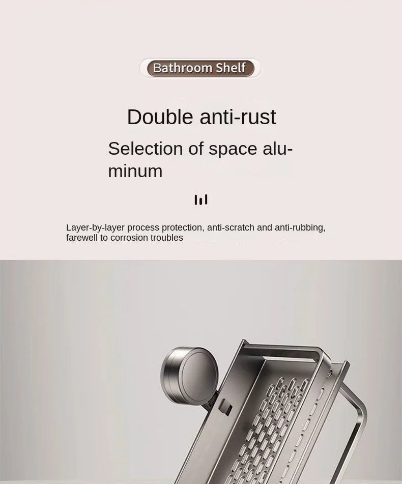 Suction Cup Bathroom Rack Bathroom Shelf Toilet Space Aluminum No Drill Hanging Rack Bathroom Organizer Hang On the Wall