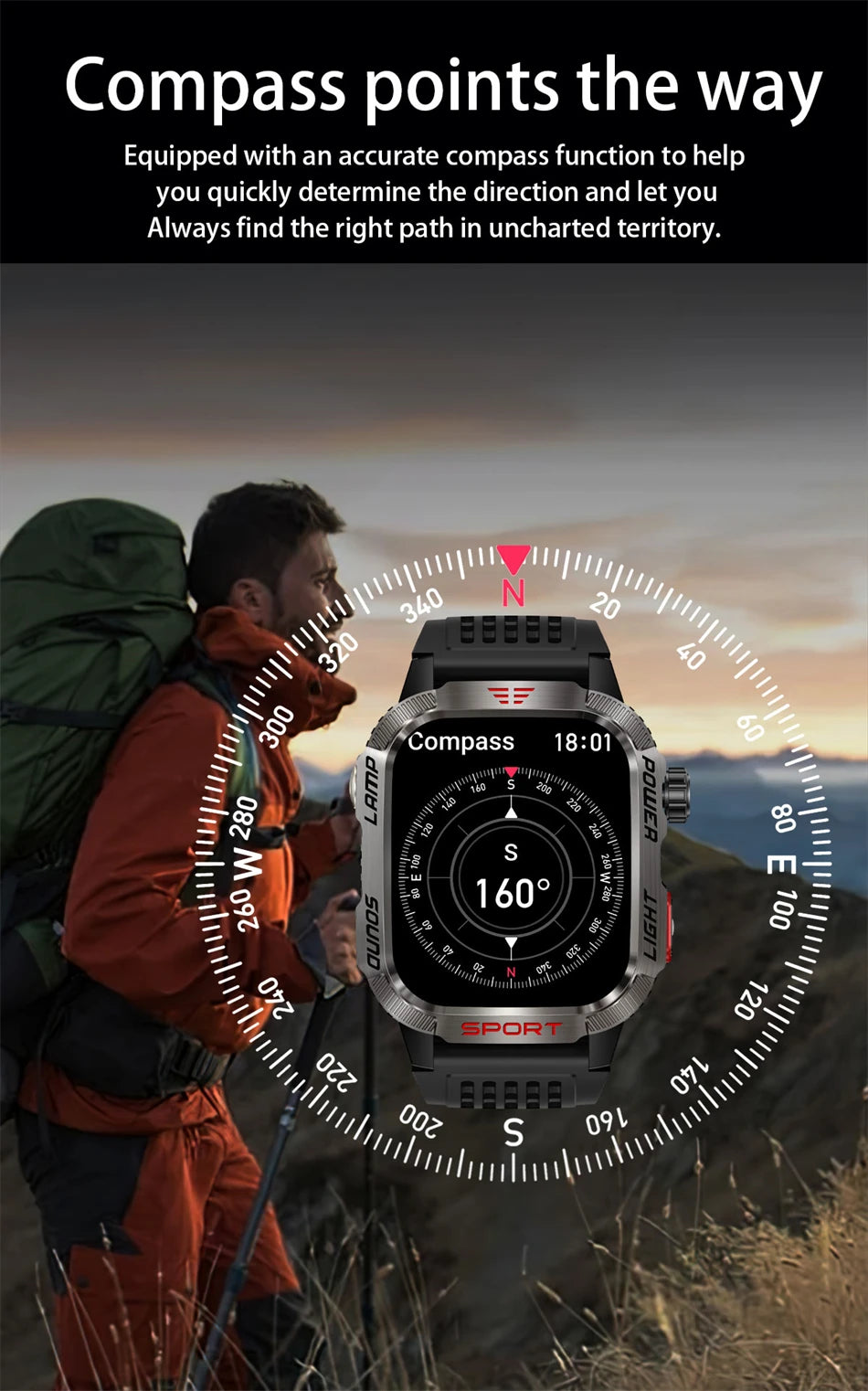 New Military GPS Smart Watch Men Flashlight Compass Waterproof 600mAh Battery Outdoor Sport Tracker Bluetooth Call Smartwatch