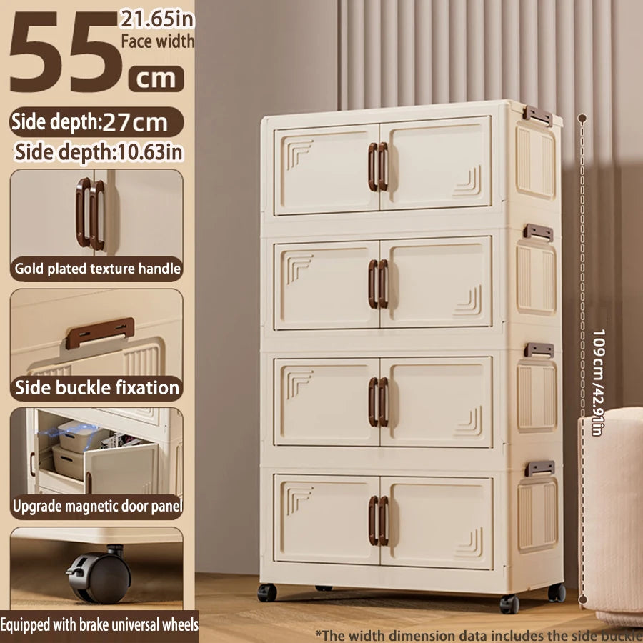 45/55/65cm Length Multifunction Folding Storage Cabinet Dustproof Wardrobe Large Capacity Sundries Cabinet