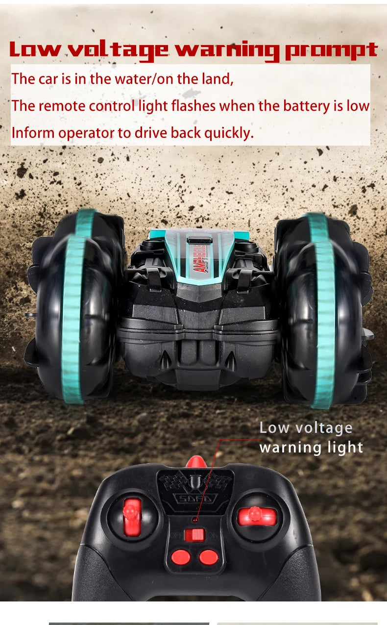 Amphibious RC Car Remote Control Stunt Car Vehicle Double-sided Flip Radio 4WD Drift Off Road Outdoor Toys for Boy Children Gift