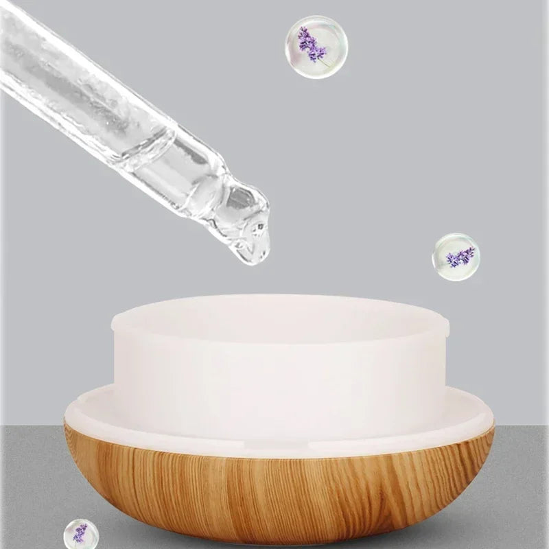 350ML Aromatherapy Essential Oil Diffuser Wood Grain Remote Control Ultrasonic Air Humidifier Cool with 7 Color LED Light