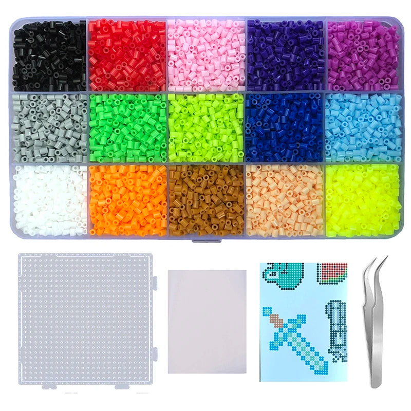 15 Colors 5mm /2.6mm Set Melting Beads Pixel Art Puzzle Hama Beads Diy 3D Puzzles Handmade Gift Fuse Beads Kit Iron Beads Toy