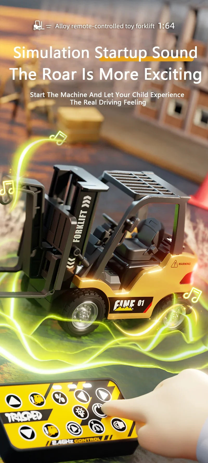 1/64 RC Trucks Alloy Forklift Mini APP 2.4G Rc Cars Remote Control Construction Engineer Vehicle Toys for Boys Adults Kids Gifts