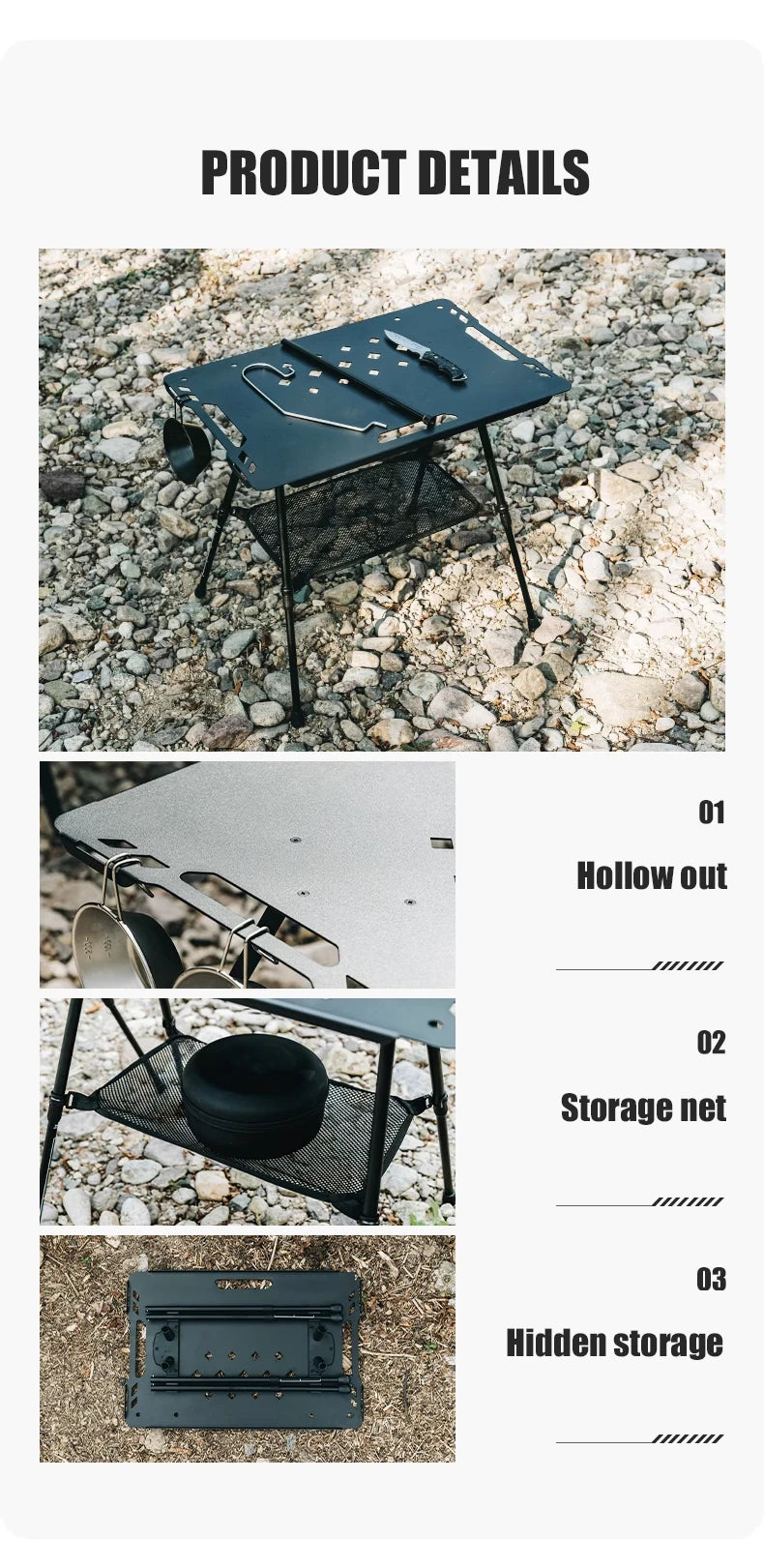 WESTTUNE Outdoor IGT Tactical Table Lightweight Multifunctional Folding Aluminum Alloy Camping Picnic Table with Adjustable Legs