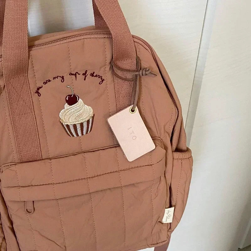 KS Brand Mommy Bag Travel Children Kid Cherry Backpack Primary Schoolbag Baby Waterproof Print Kindergarten Bags Boys Girls Gift
