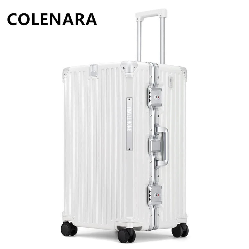 COLENARA High Quality Suitcase Aluminum Frame Large Capacity Trolley Case Cart Travel Bag 24"26"28"30 Inch Rolling Luggage