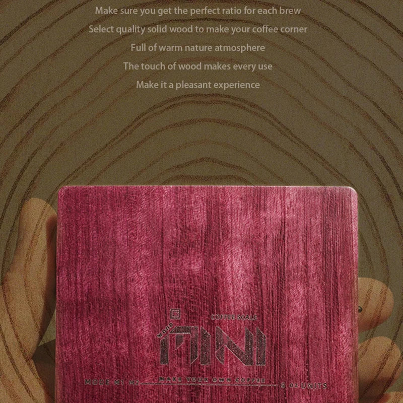 MUVNA Mini Digital Wood scale, Professional Electronic Coffee Scale for Espresso/Hand Drip Coffee 0.1g of high-precision, 2kg