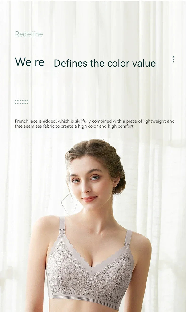 New Lace Up Buckle Without Steel Ring to Prevent Sagging Breastfeeding Bra is Soft and Comfortable For Pregnant Women in Large