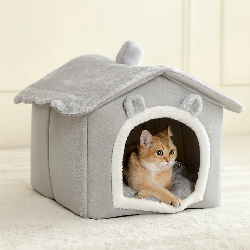 Foldable Pet House Removable Washable Cat House Puppy Cave Sofa Pet Bed House for Extra Small Dogs and Small and Medium Cats