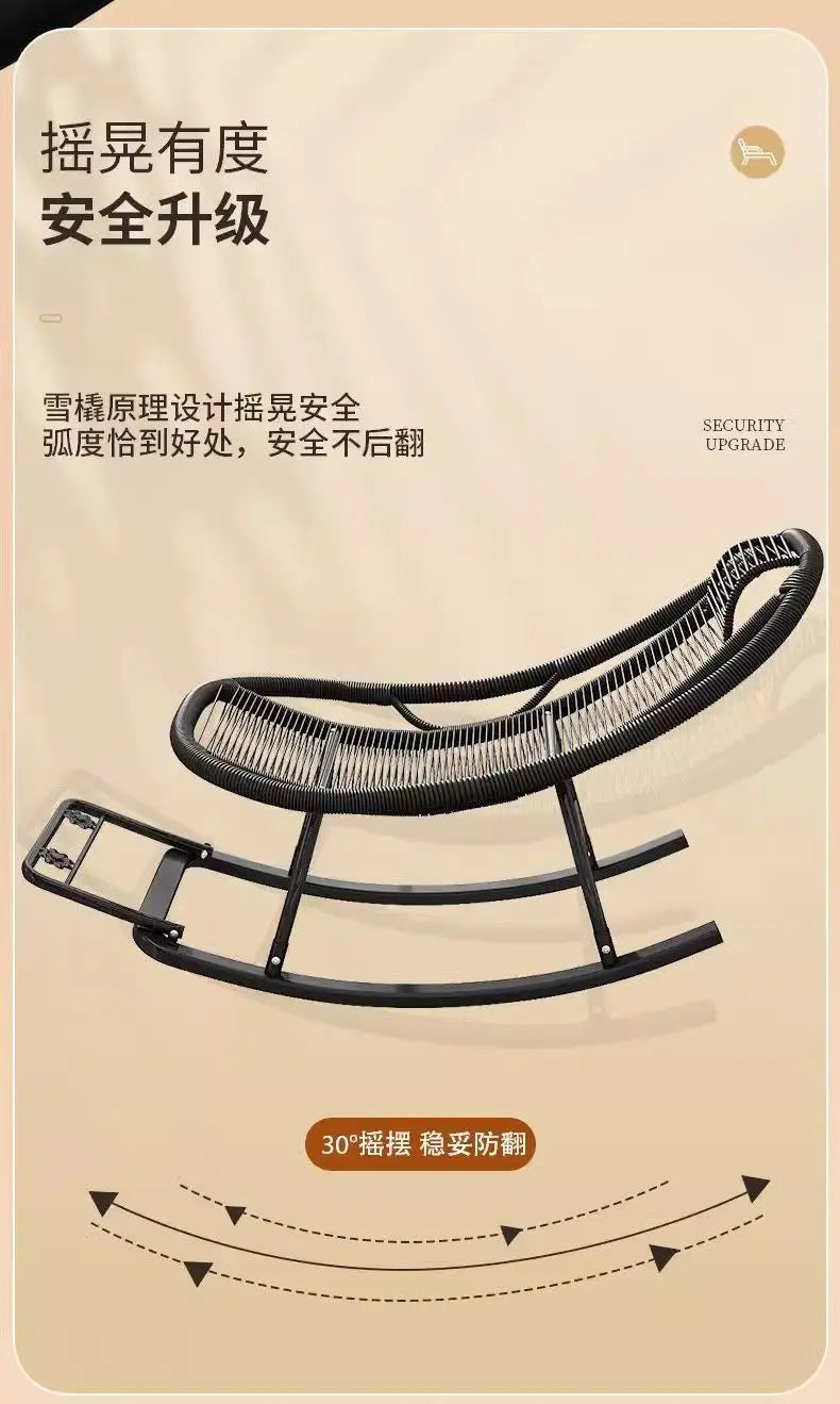 Rocking Recliner Garden Chair Widened Rocking Recliner Rattan Rainbow Rocking Chair Home Living Room Leisure Recliner