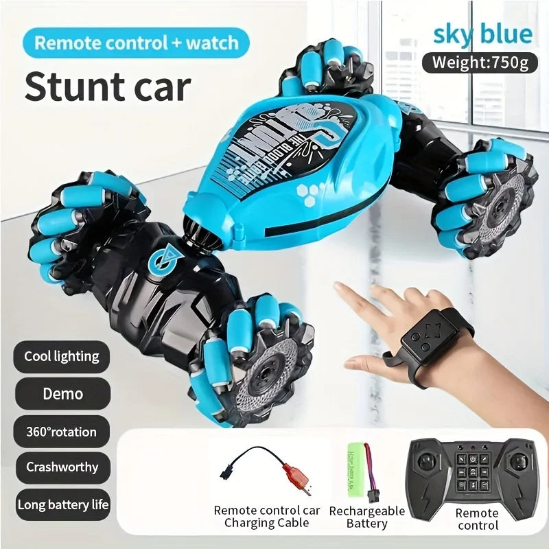 4WD RC Drift Car With Music Led Lights 2.4G Gesture Radio Remote Control Spray Stunt Car 360° Rotating Climbing Car Toys Gift