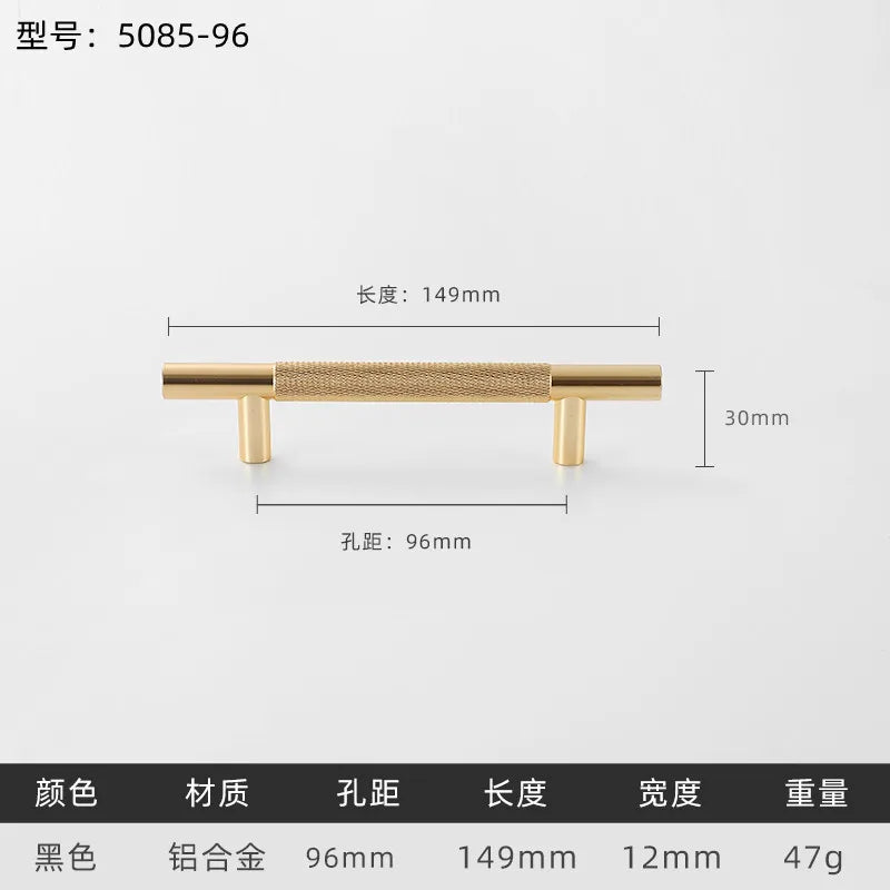 Black Gold Knurled Kitchen Cupboard Cabinet Storage Handles Closet T Bar Wardrobe Door Pulls Door Knobs Home Furniture Handles