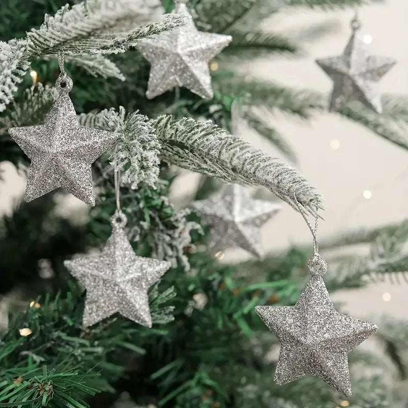 Christmas decoration pendant, Christmas tree decoration, golden three-dimensional star pendant