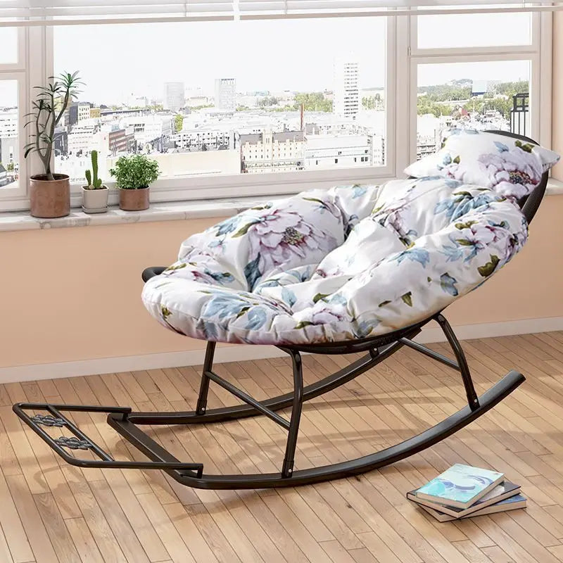 Rocking Recliner Garden Chair Widened Rocking Recliner Rattan Rainbow Rocking Chair Home Living Room Leisure Recliner