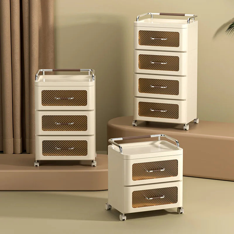 Storage Cabinet Drawer Style Household Snack Toy Storage Cabinet Mobile Layered Small Cart Storage Rack Removable Nightstand