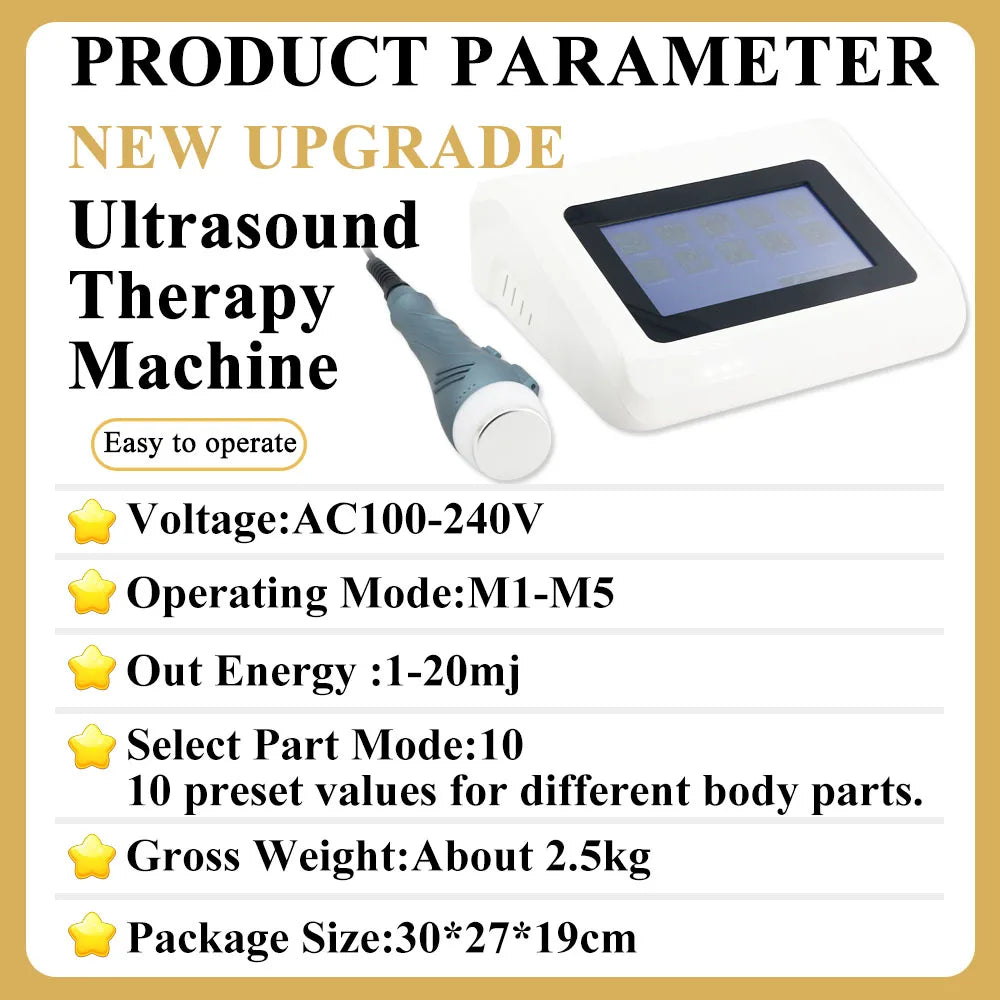 20MJ Professional Ultrasound Therapy Machine Body Muscle Massage Relaxation Pain Relief  Physiotherapy Ultrasonic Equipment