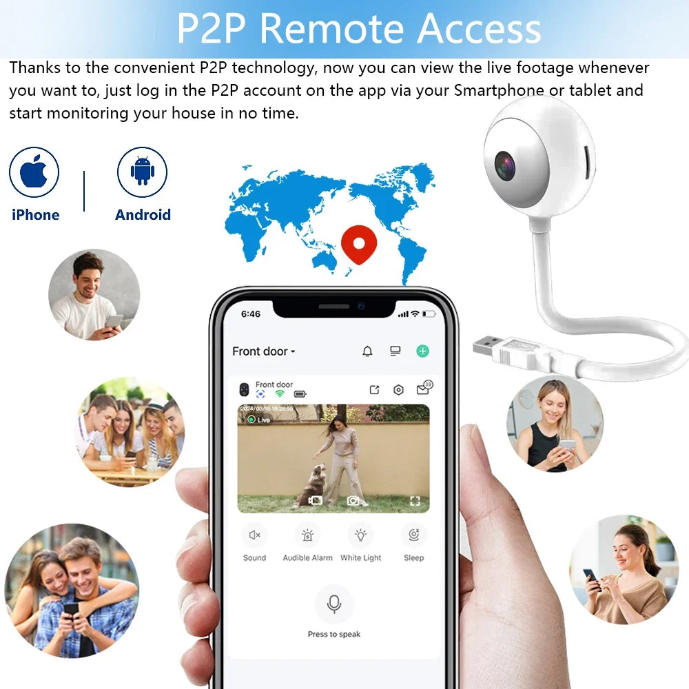 5MP Mini WiFi Camera Indoor 2K Security Camera for Baby Monitor Wireless USB Plug IP Surveillance AI Auto Tracking Babe Cam Tuya