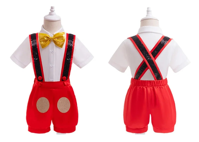 Baby Clothes Mickey Cosplay Costume New Year Costumes Kids Girl Boy Backband Pants Set Stage Performance Christmas Dress 3PCS