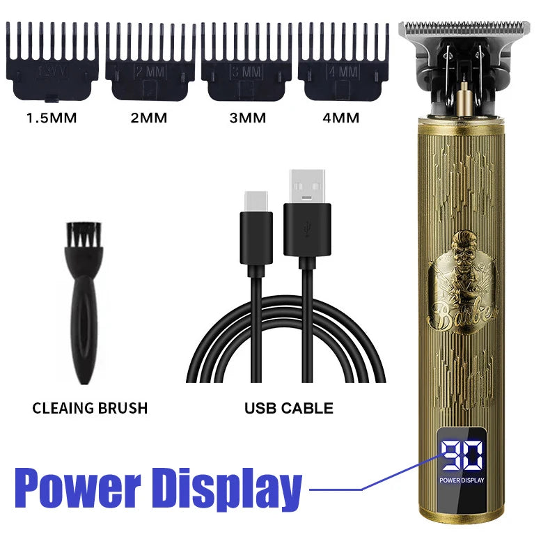 T9 Vintage Hair Trimmer Portable Hair Cutting Machine USB Fast Charging Shaver Barber Cordless Hair Clipper For Men's Barbe